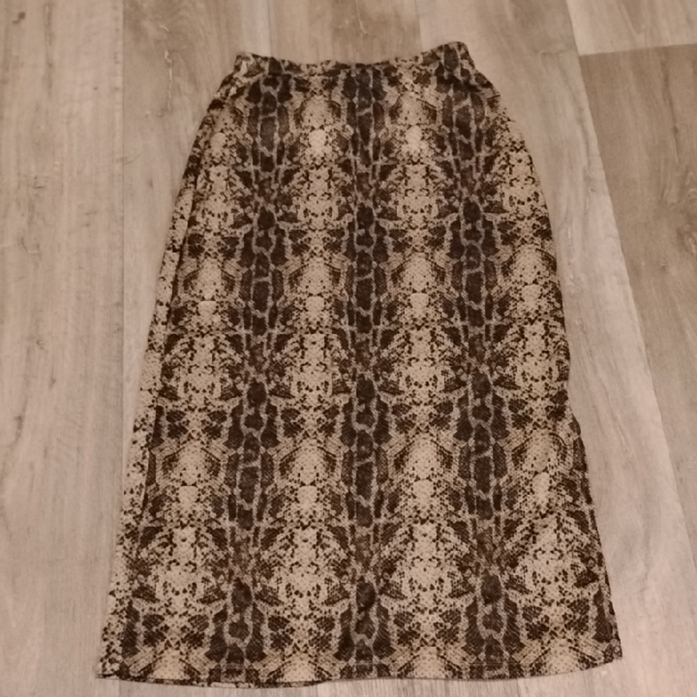 Brown and Cream A-Line Midi Skirt for Cocktail